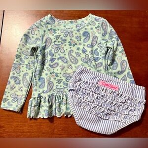 RuffleButts • Sea Glass
Paisley Rash Guard • Size 3t
